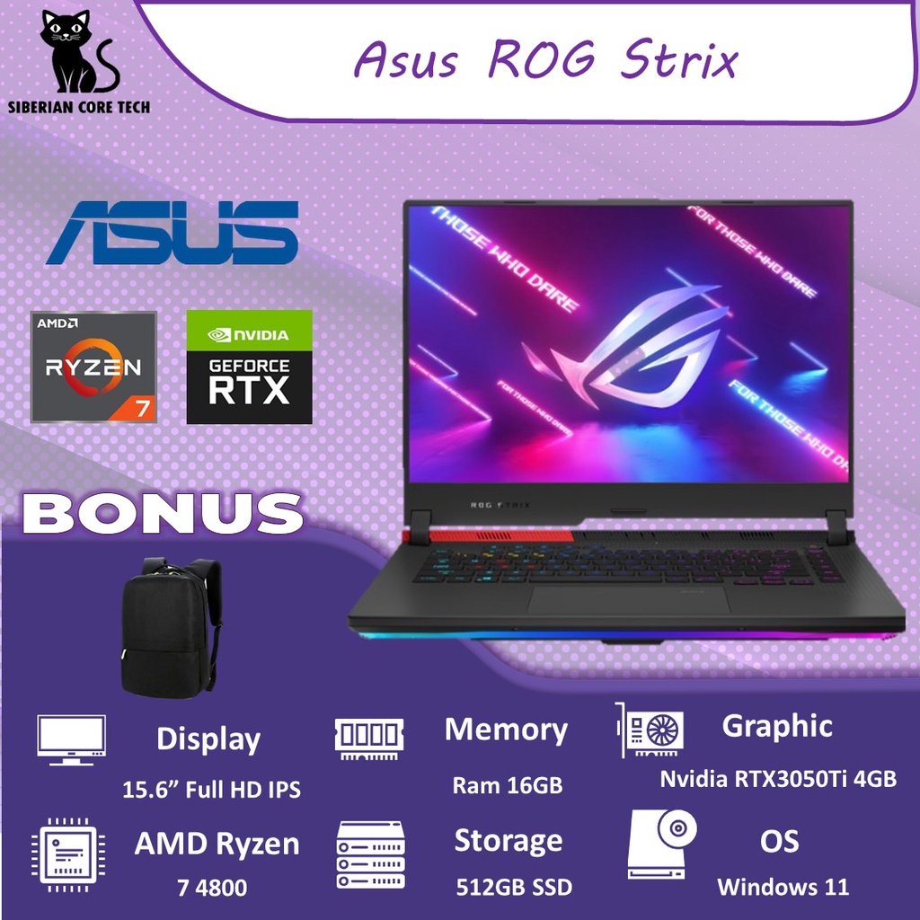 ASUS ROG STRIX G513IE RYZEN 7 4800 16GB 512SSD RTX3050Ti 4GB W11 15.6FHD IPS