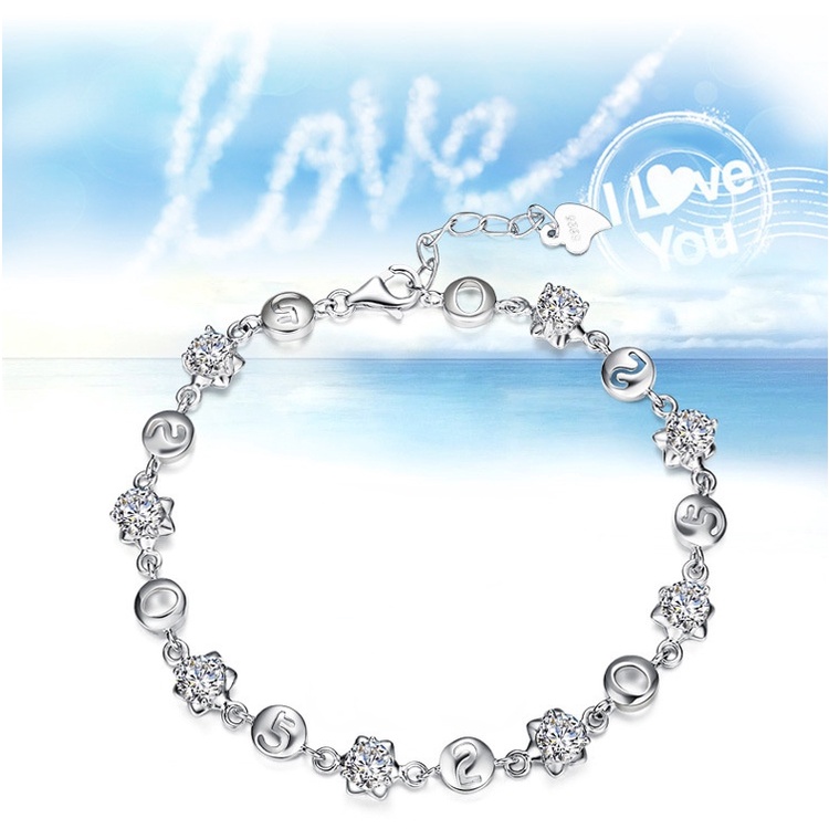 Gelang Bahan Silver Plated 925 Desain I Love You 520 Gaya Korea Untuk Wanita