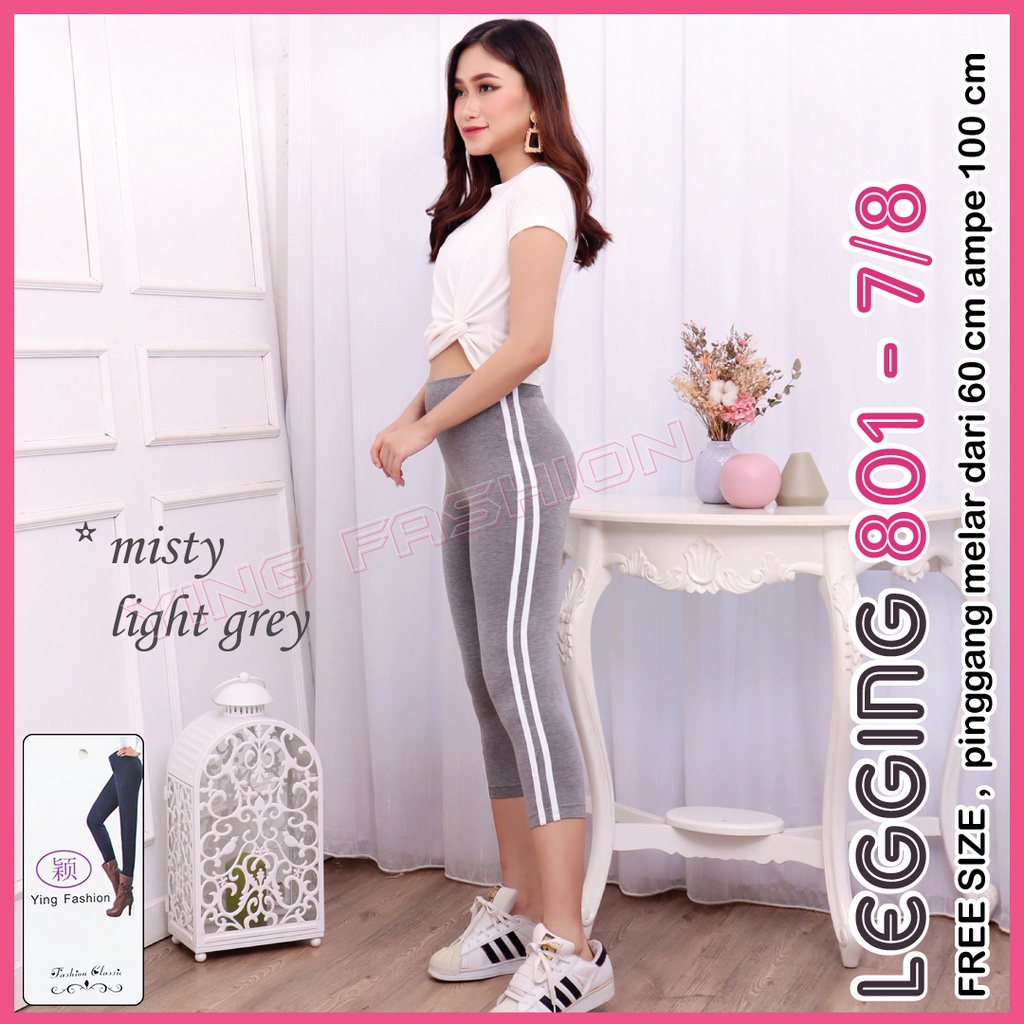 [Grosir Minim 6 pcs ] Legging Stripe PENDEK 7/8 801 / Legging import fashion wanita / legging senam wanita / legging fashion wanita