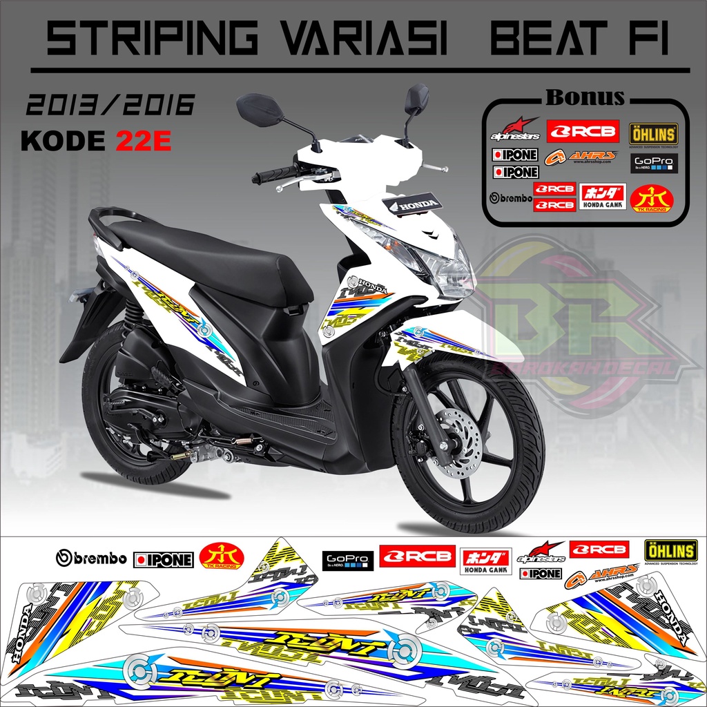 Striping Beat Fi 2013-2016 Stiker Lis Motor Beat Variasi kode 22