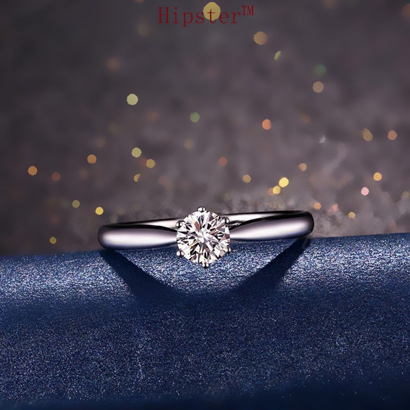 New Hot Sale Simple All-Match Affordable Luxury Fashion Diamond White Gold Color Ring