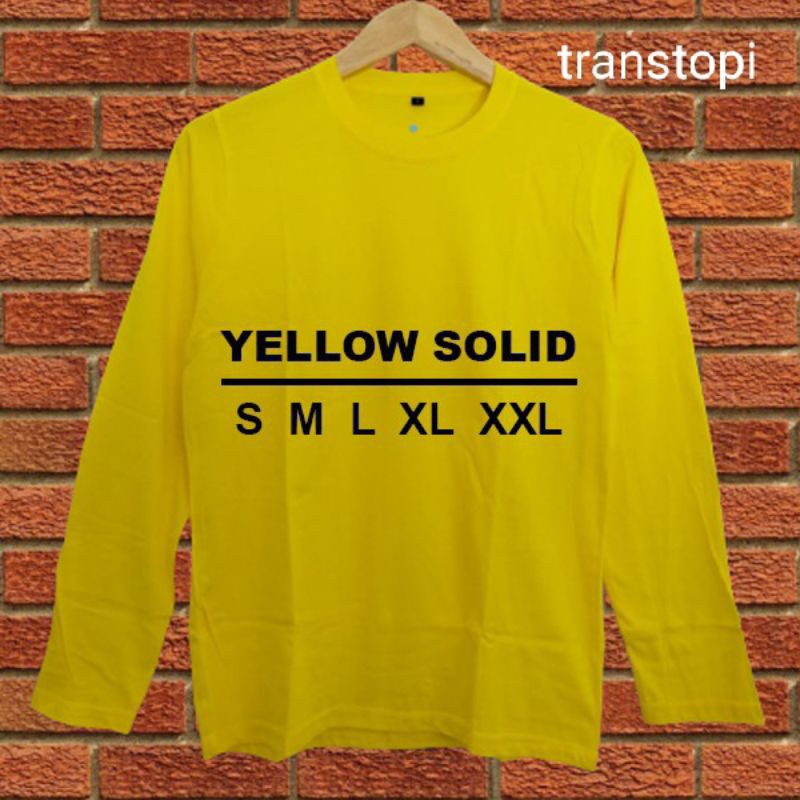 Baju Kaos Polos Dewasa KUNING Tangan Lengan Panjang KUNING Bandung Pria Wanita Cewek Cowok KEREN/OKE