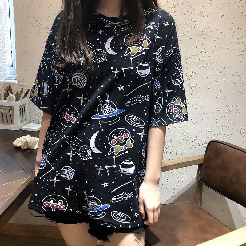 Oversize Tee Tshirt Model Longgar Untuk Wanita Motif Anpanman