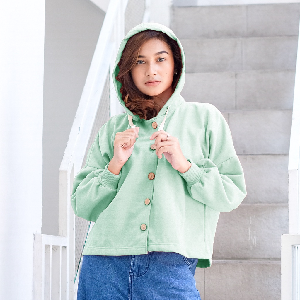 Hoodie Button Outer Korean Style Masa Kini