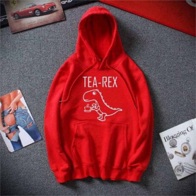 HOODIE UNISEX TEA REX /// JUMPER CASUAL FLEECE PREMIUM KEKINIAN TERBARU''