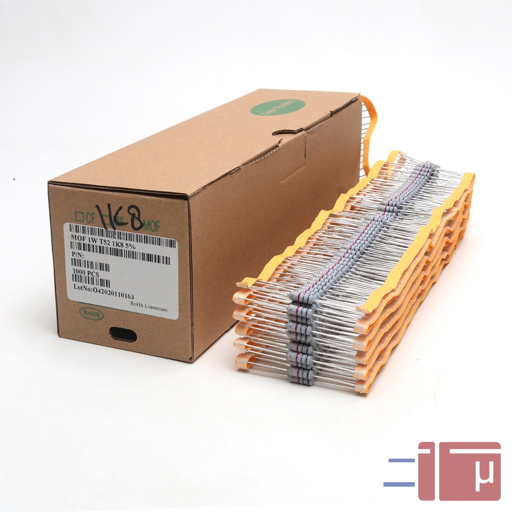 x10 Resistor 1K8 1.8K 1W Metal Oxide 5% Taiwan Kaki Tembaga