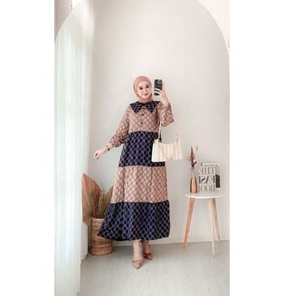 Recomended.. Daster Andin Midi Dress Best Seller Combi Gucci Busui Rayon Super Grade A Ori