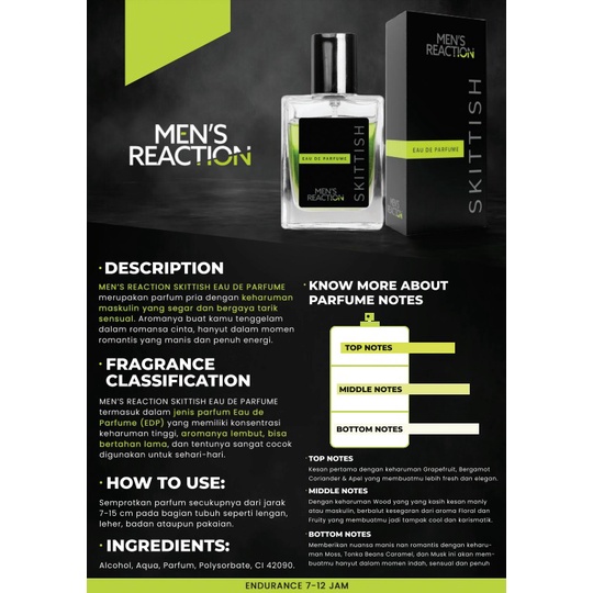 Parfum Men's Reaction Parfum Skittish Dengan 3 Aroma Sekaligus