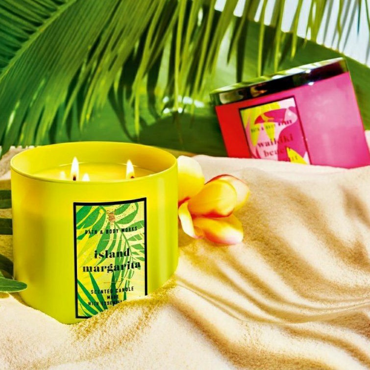 BATH &amp; BODY WORKS BBW ISLAND MARGARITA 3-WICK SCENTED CANDLE 411 G