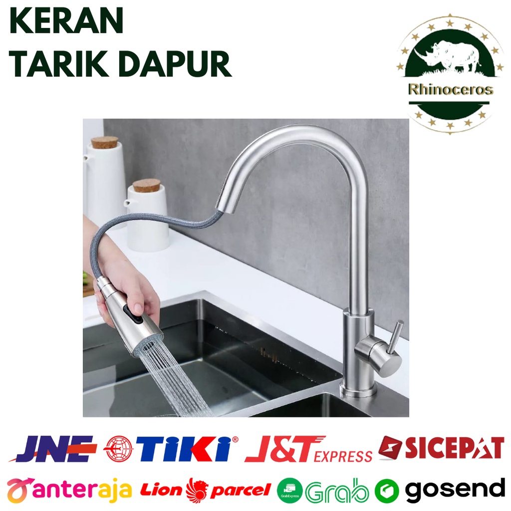 Keran Tarik Dapur Stainless Keran Air Cuci Piring Kran Air Putar