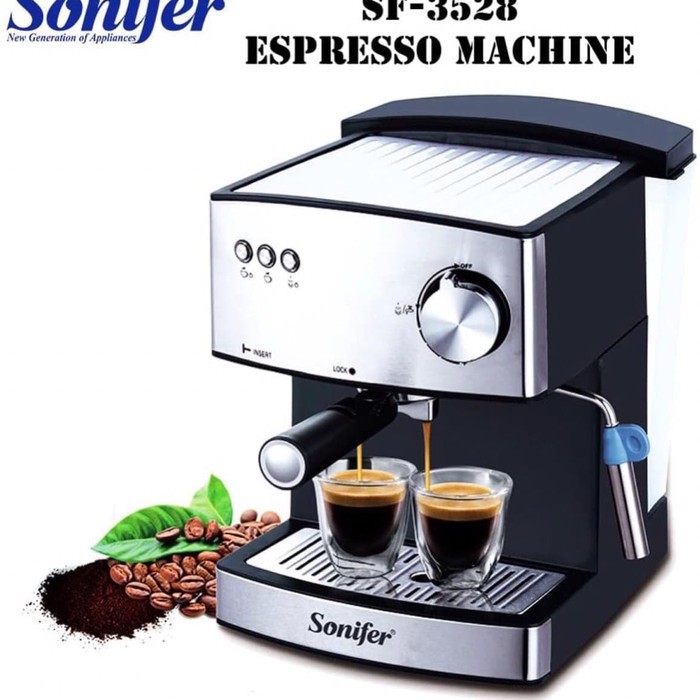 Mesin Kopi Espresso dan Cappuccino Sonifer SF-3528, Kapasitas 1600 ml dengan Penyaring Aluminium