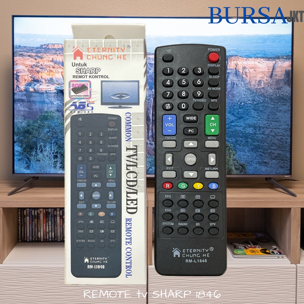 REMOTE SHARP UNIVERSAL TV TABUNG LCD LED MULTIFUNGSI 1846 AQUOS