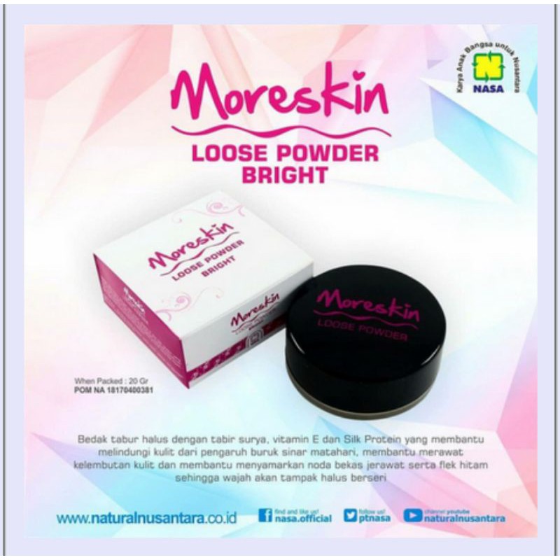 Moreskin Loose Powder Bedak Tabur oily Make up Pengantin Natural / Bright 30 Gram