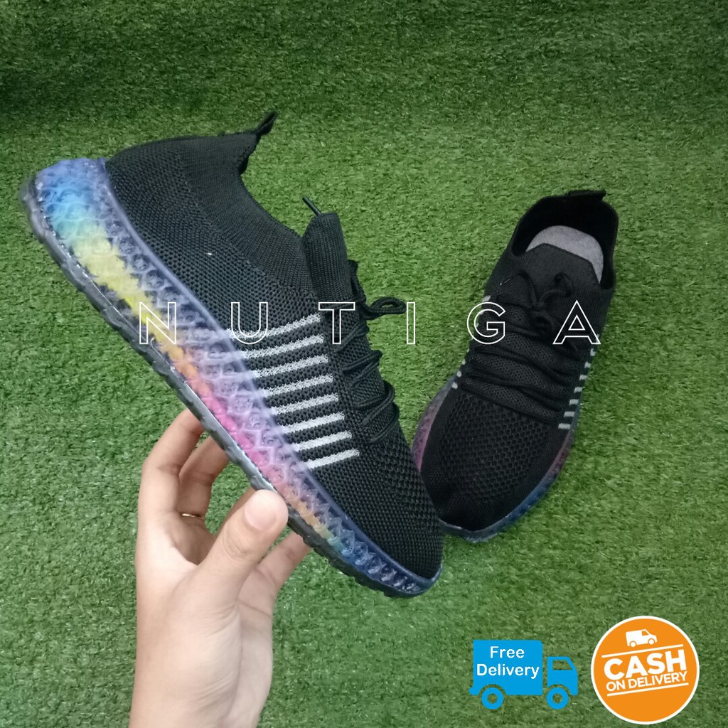 Sepatu Wanita Sneakers Wanita - Kanialadiesoutfit - CityShoes Hitam - Import Rajut Sol Pelangi