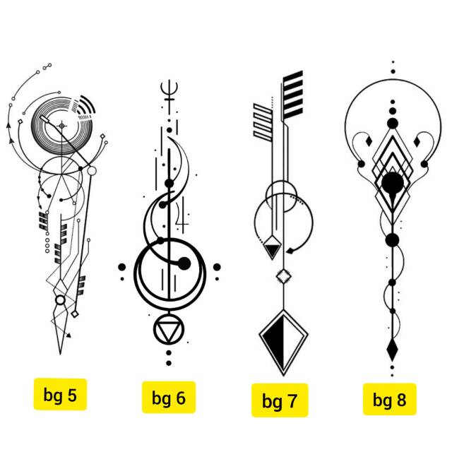 Tato Temporer garis lengan Stiker Tato Minimalis - BG