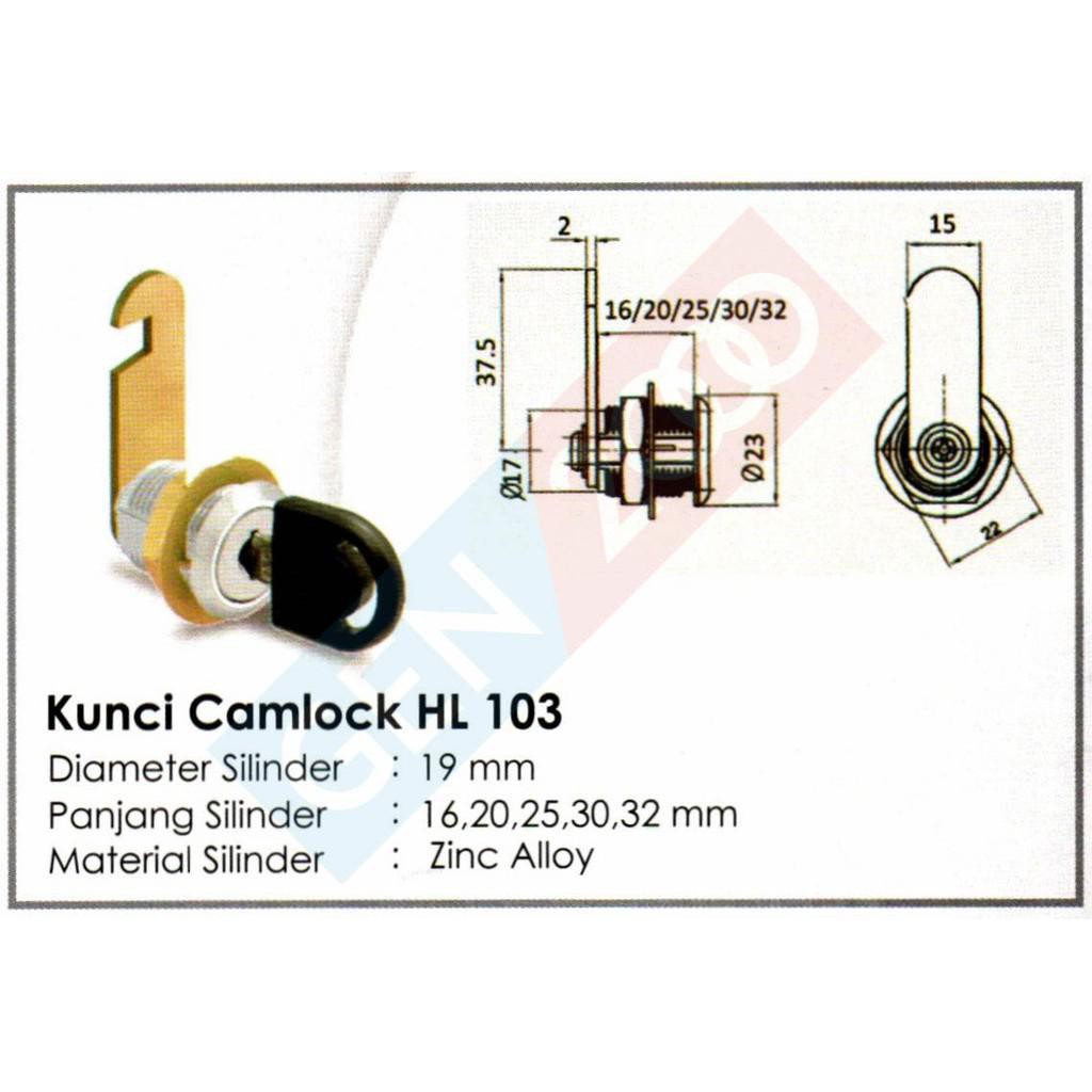 Kunci Cam Lock Laci 19x20 Mm Huben Camlock Drawer Lock Huben 19 x 20Mm Kunci Laci Lemari Furniture