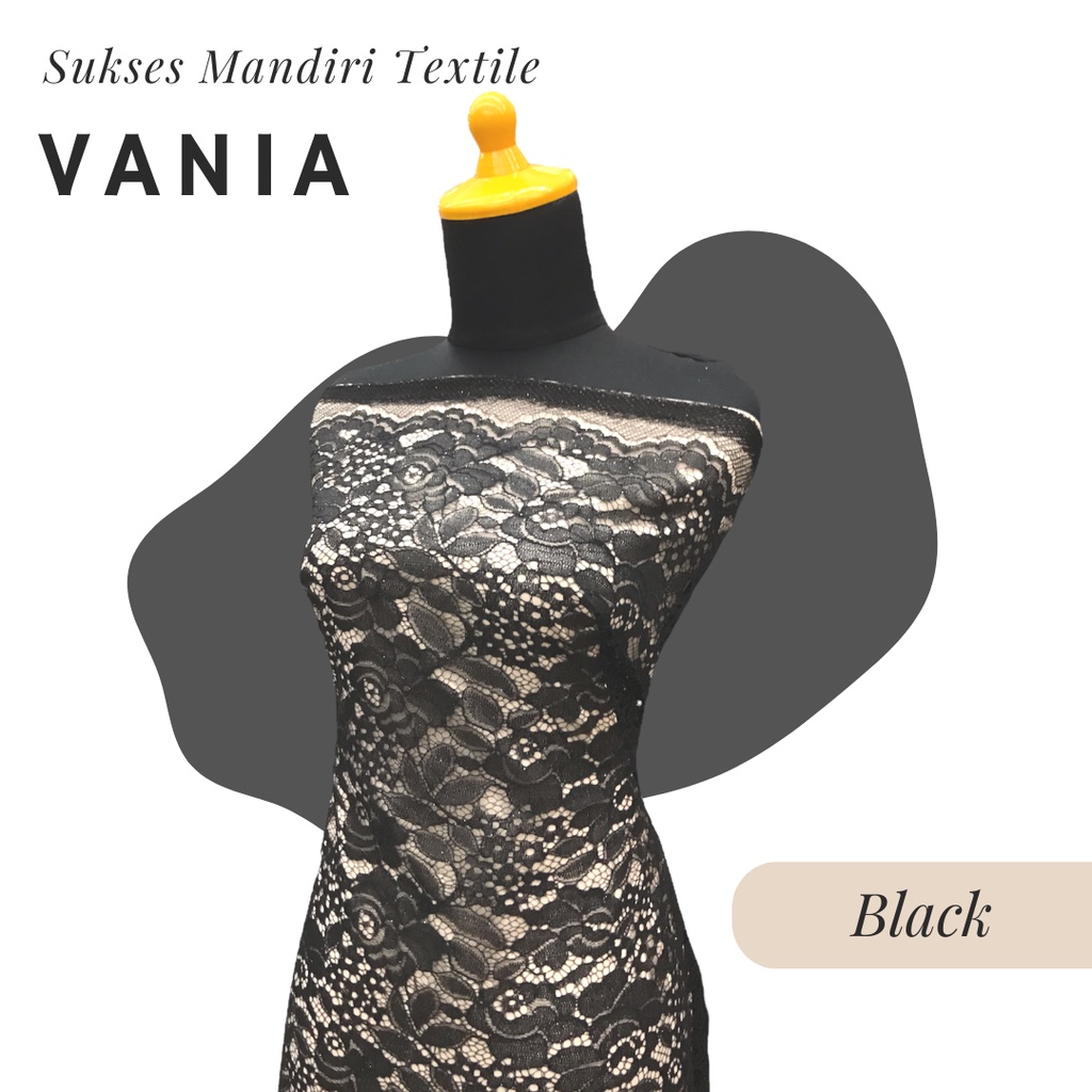 [VANIA] Brokat Brukat Tile Premium Mewah Warna Hitam | Harga ½ meter = 50 cm (Bahan Dress Bridesmaid