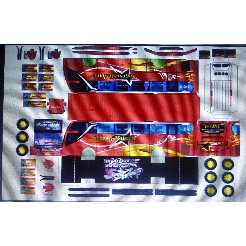 Request Model Lembaran Papercraft Bus Sugeng Rahayu Skala 1:20