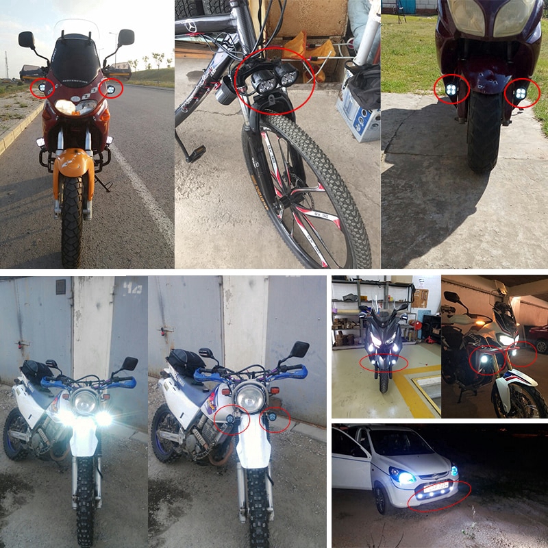 Sepeda Motor 13.5W LED Headlight E-bike Spot Lights Mobil Kabut DRL Eksternal Daytime Running Lights