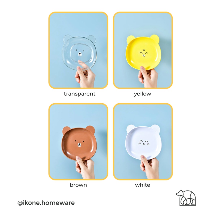 【IKONE】RURU 6 in 1 Set Piring Plastik Lucu Beruang Piring Kecil Snacking Plate Piring Makan Set Mini Small Plate Piring Warna Warni Piring Saji