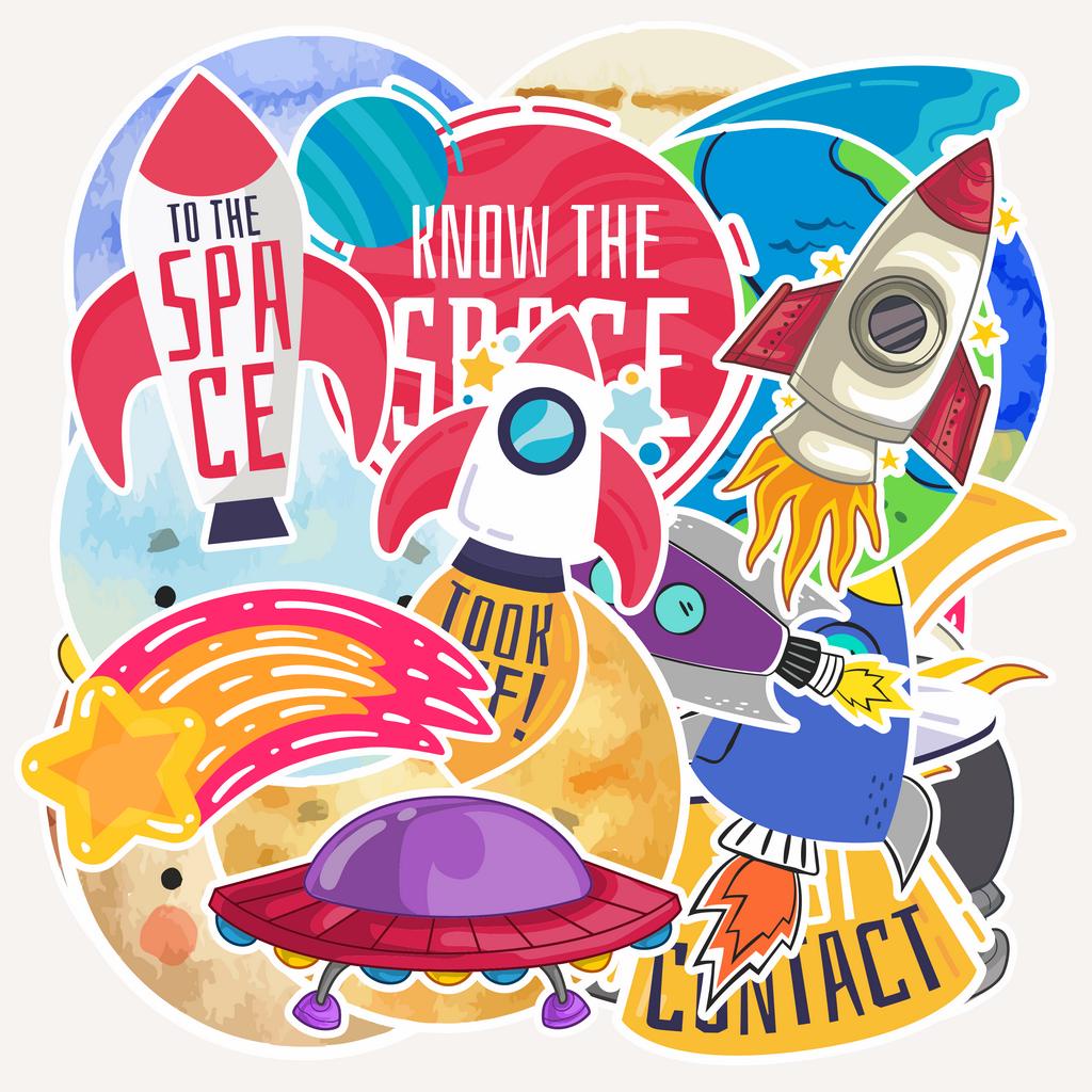 

( 50 pcs ) Random cetak stiker lucu murah tema SPACE