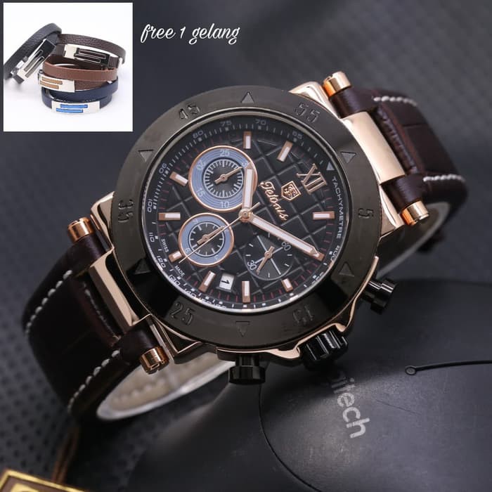 Jam Tangan Pria Tetonis Original New Free Gelang