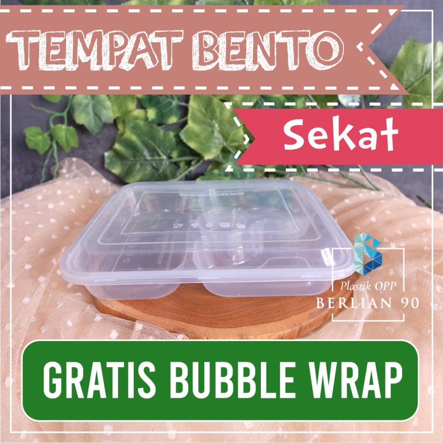 Bento Sekat 3 Thinwall Food Container Plastik Box Bento Kotak Bento Bening