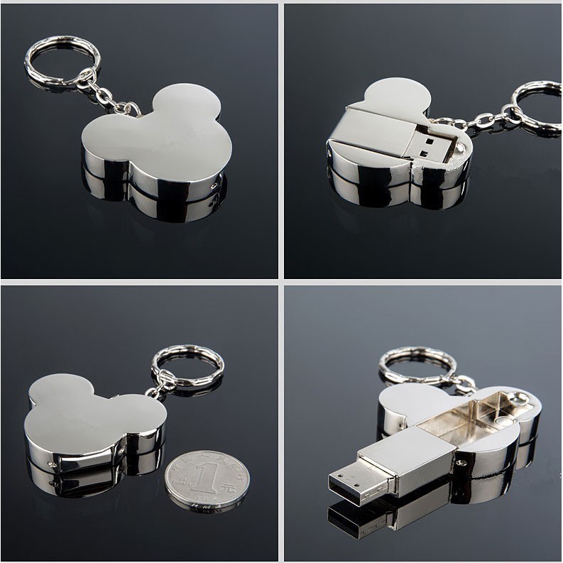 Flash Disk USB Desain Kartun Kepala Mickey Mouse Bahan Metal Kapasitas 1TB