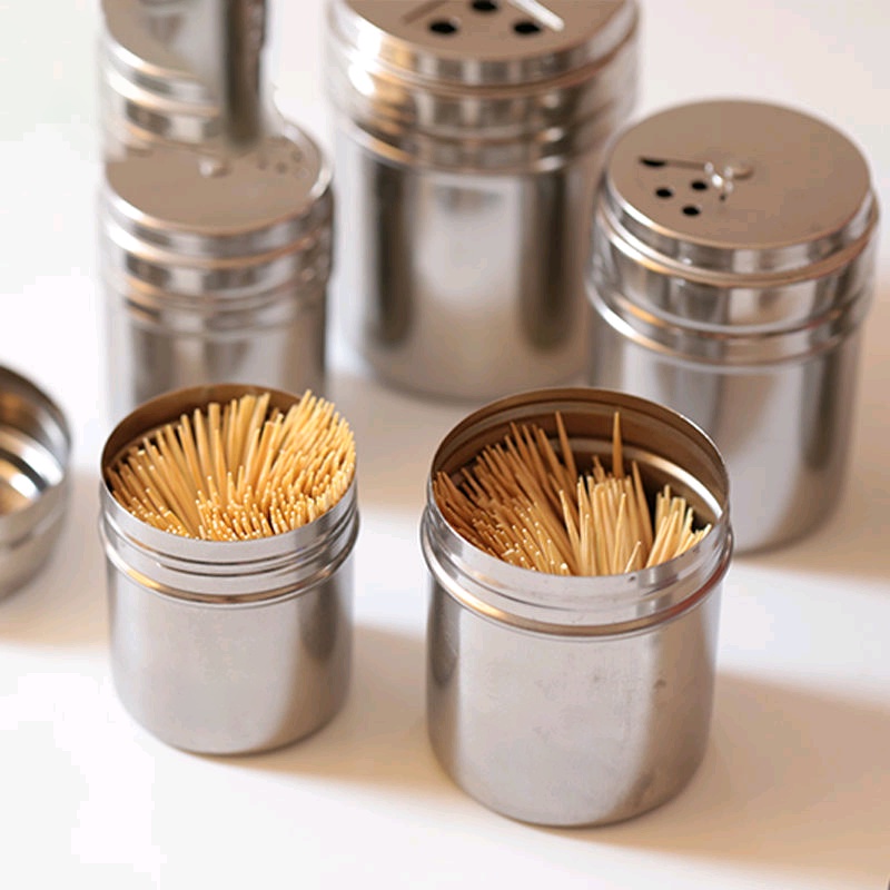 HOVELSHOP Tempat Lada Merica Bumbu Dapur Stainlees Steel Toothpick Holder 3 Lubang