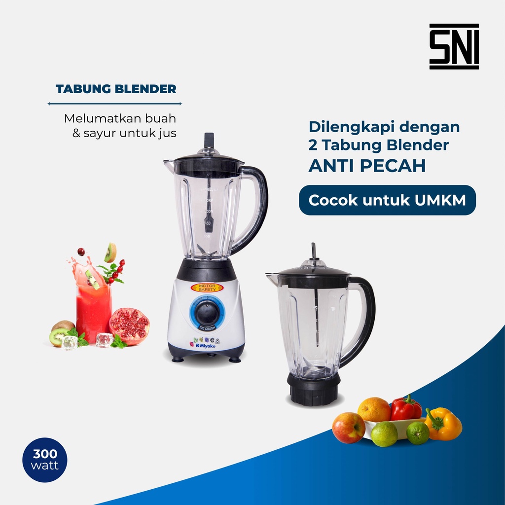 Miyako Blender Plastik 2 Tabung Gelas - BL52PI