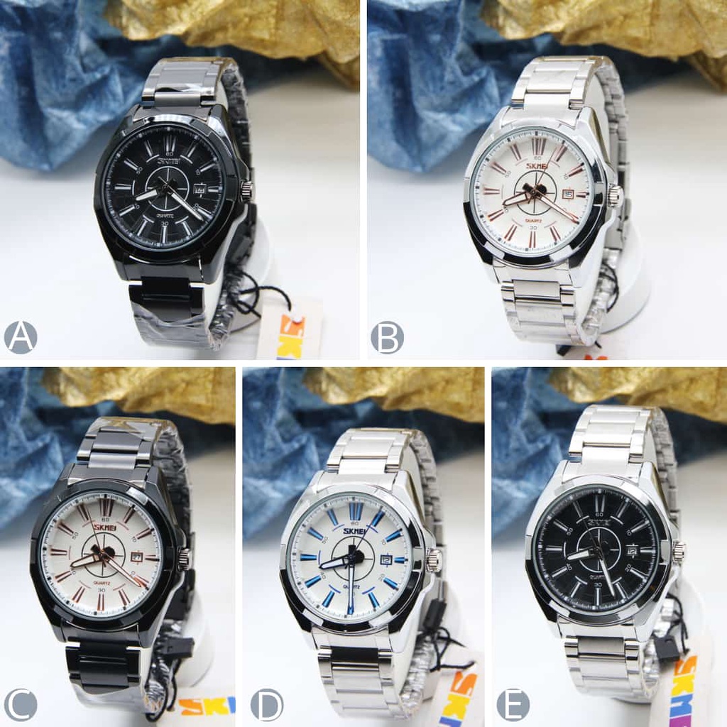 BEST SELLER JAM TANGAN PRIA SKMEI A75 TALI RANTAI TANGGAL AKTIF DM 4.3CM FREE BOX || JAM TANGAN PRIA SKMEI FASHION PRIA