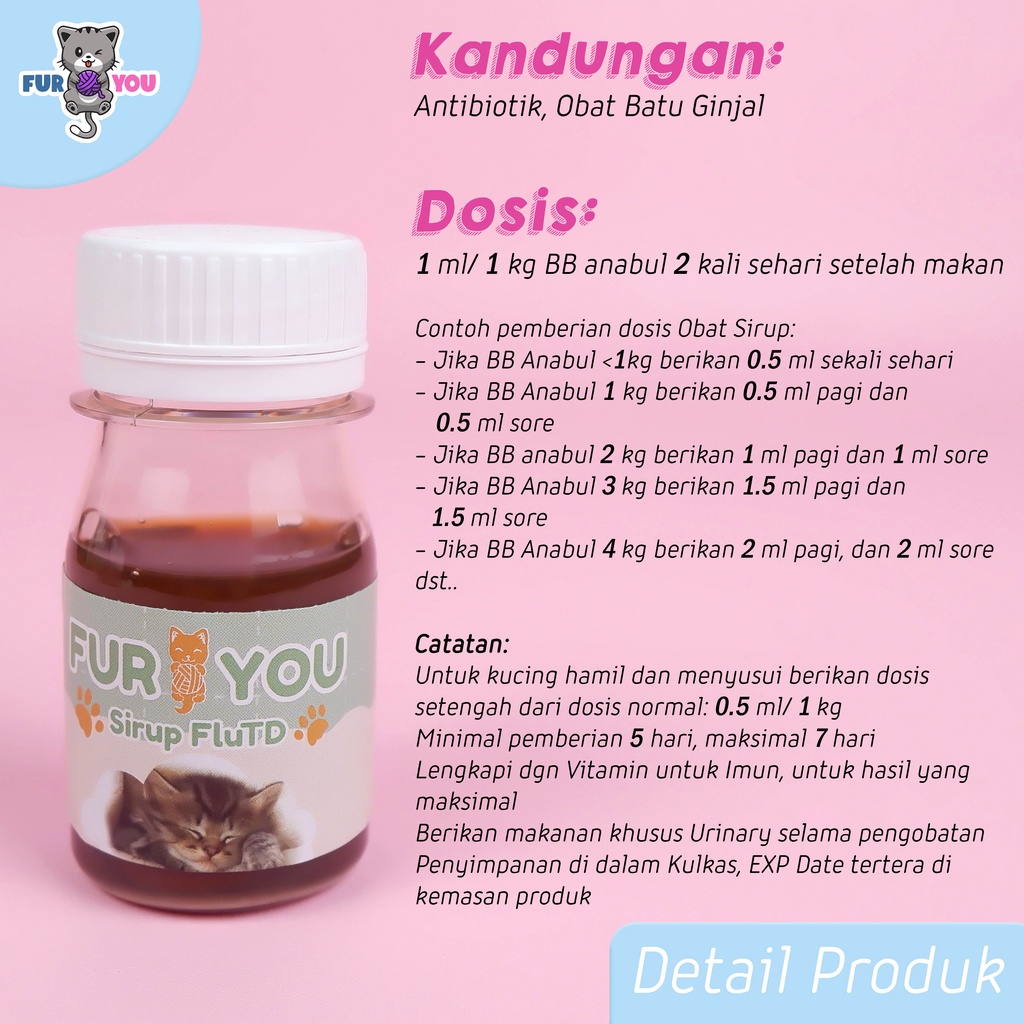 Sirup FLUTD FUS  Racikan Obat Susah Pipis Kucing Pipis Sedikit obat batu ginjal kucing