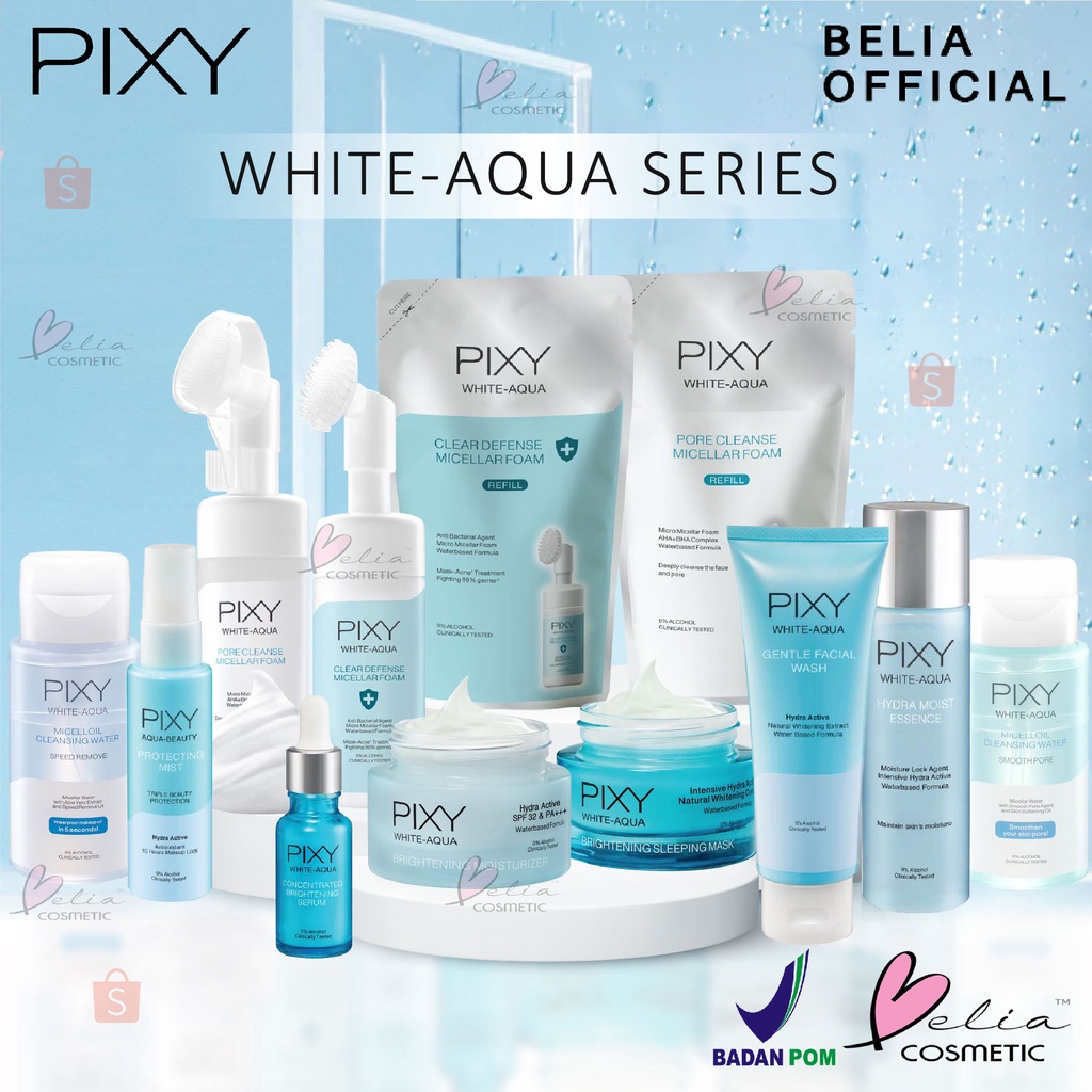 ❤ BELIA ❤ PIXY White Aqua Series | Day Cream Night Sleeping Mask Face Wash Serum Essence Aqua Clear Defense Pore Cleanse Foam