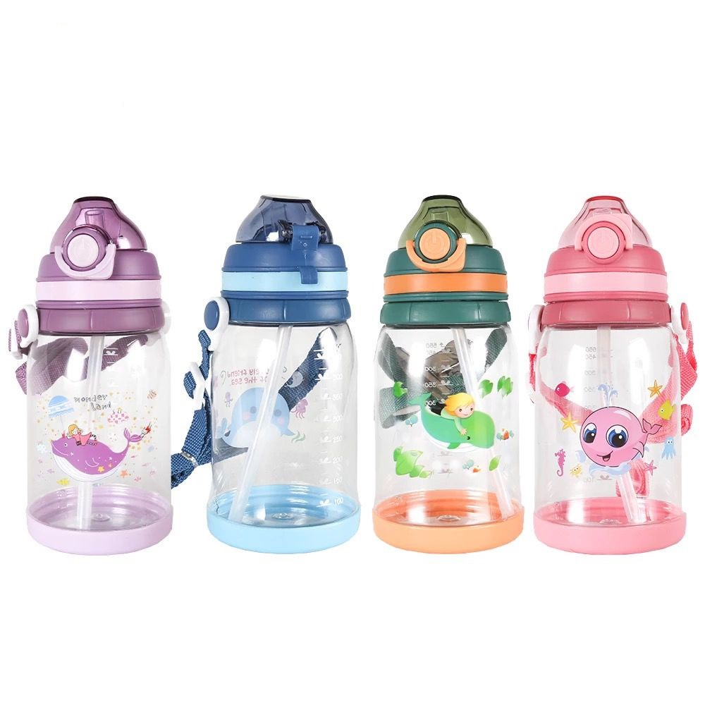 Botol Minum Tali Panjang Anak Anak Karakter PAUS 550ml BPA FREE 2667 2677