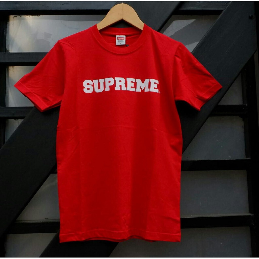 Tshirt baju kaos supreme merah real pict terbaru distro murah berkualitas terbaik