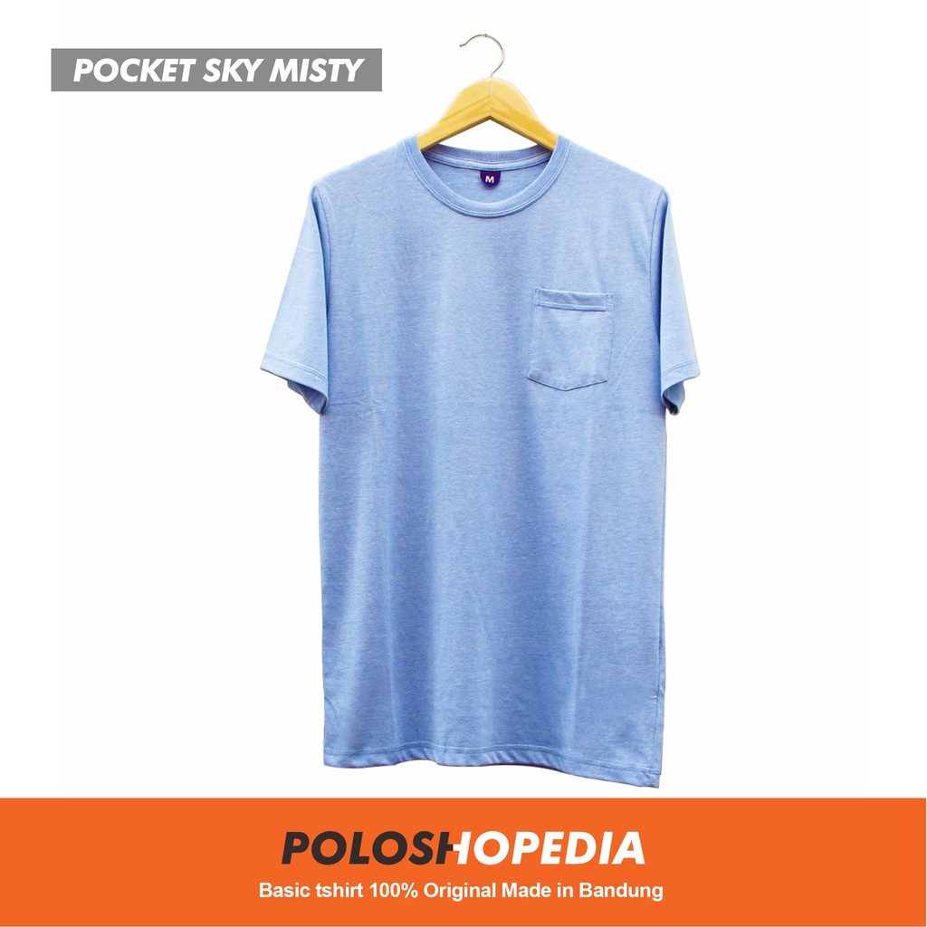 KAOS POLOS POCKET SKY MISTY UNISEX  / KAOS POLOS PRIA WANITA / BAJU KAOS POLOS SAKU SKY MISTY