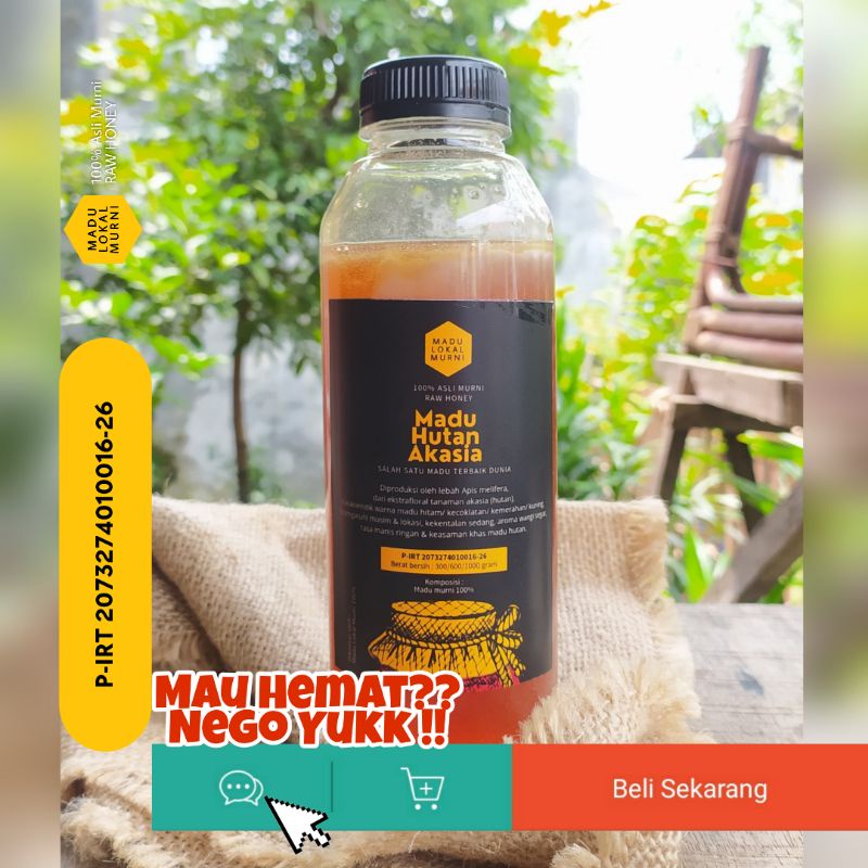 

MADU HUTAN AKASIA MANGIUM Asli Murni Alami 100% Kemasan 600 Gram Diproduksi oleh Lebah Apis melifera yang Menghisap Nektar Pohon Akasia Mangium di Kawasan Hutan Akasia Jambi dan Riau Pulau Sumatera, Telah Diuji Secara Laboratorium dan Sudah P-IRT