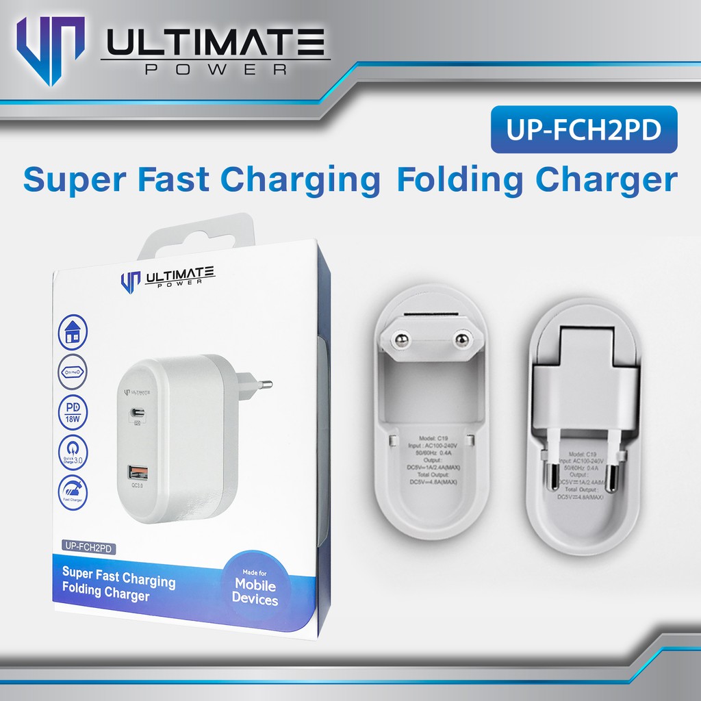 Charging Super Fast Ultimate Power Folding Charger PD + QC 3.0 Original 100%