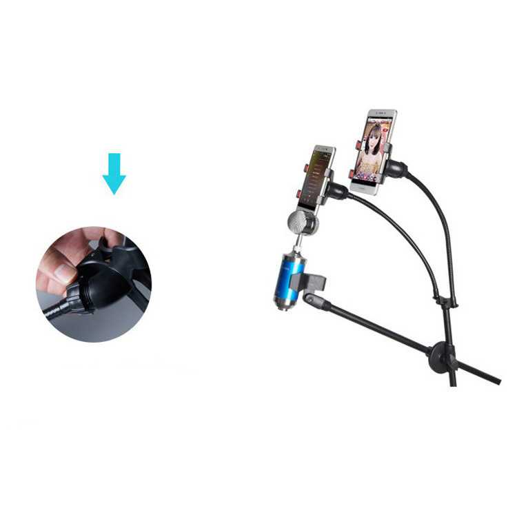 Microphone Standing Tripod with 2 x Smartphone Holder NB-03