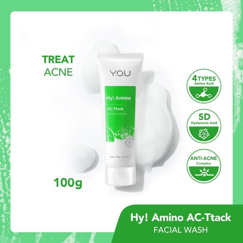 YOU Hy! Amino Facial Wash You Oil Control, Hydrating, Brightening, Acne Whitening Glowing