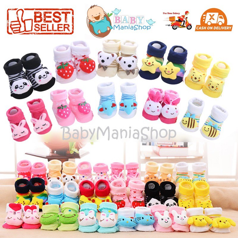 Kaos Kaki Bayi Boneka Karakter 3D Sepatu Bayi Lucu TANPA Rattle Anti Slip Murah Baby Sock Import