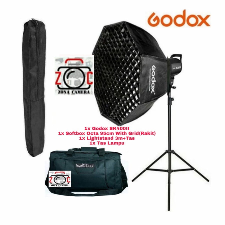 Paket Godox SK400IIV SK400V With Softbox 95cm Flash Strobo Foto SK400 II SK400II Lampu