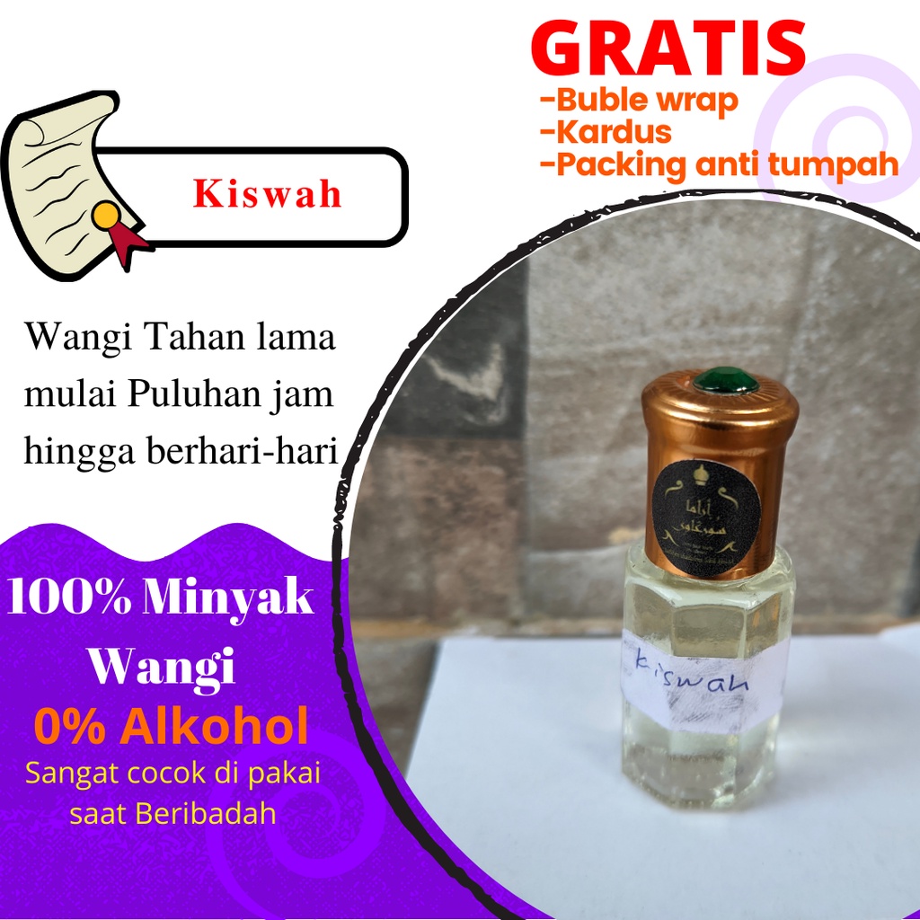 Bibit minyak wangi parfum Kiswah Asli original minyak parfum sholat non alkohol