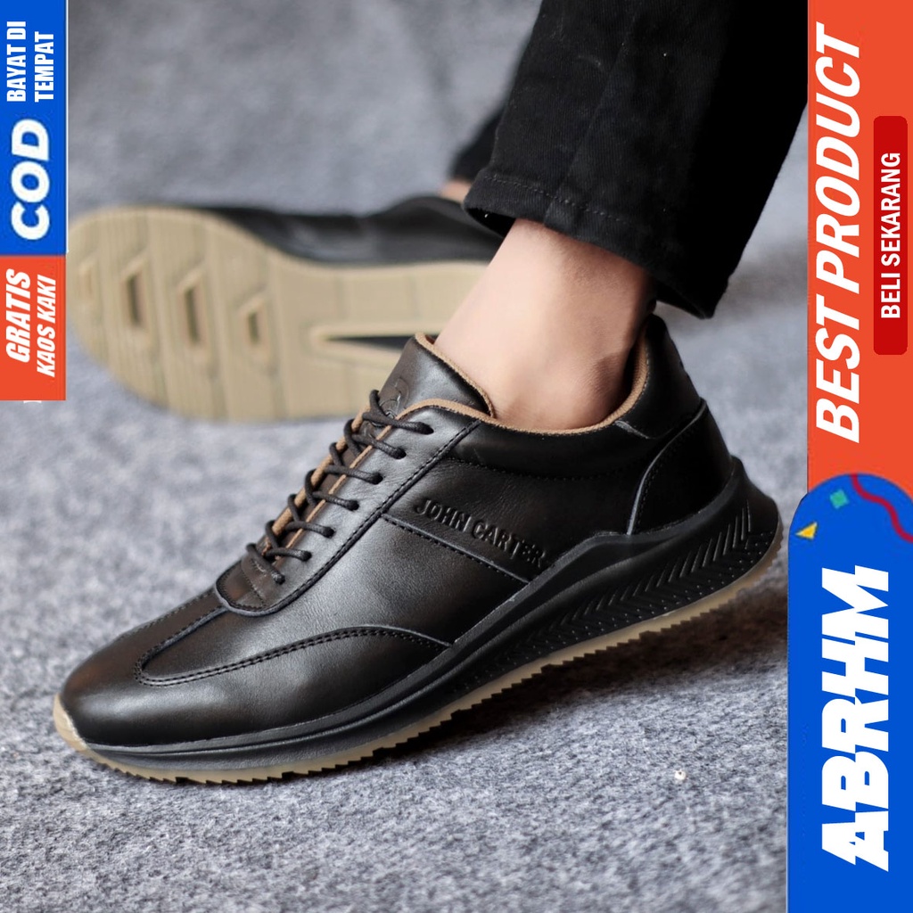 ABRHM SPARTA Sepatu Casual Sneakers Kulit Asli Hitam