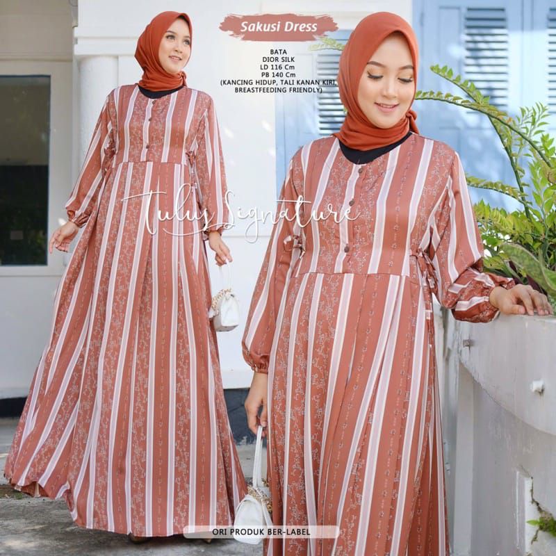 Dress wanita premium / Sakusi dress by tulus signature / Dress motif modern