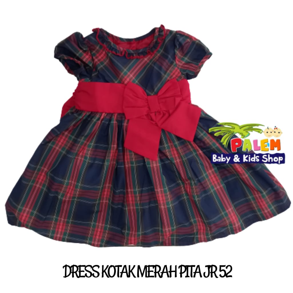 Blueberry Dress kotak merah pita jr 52