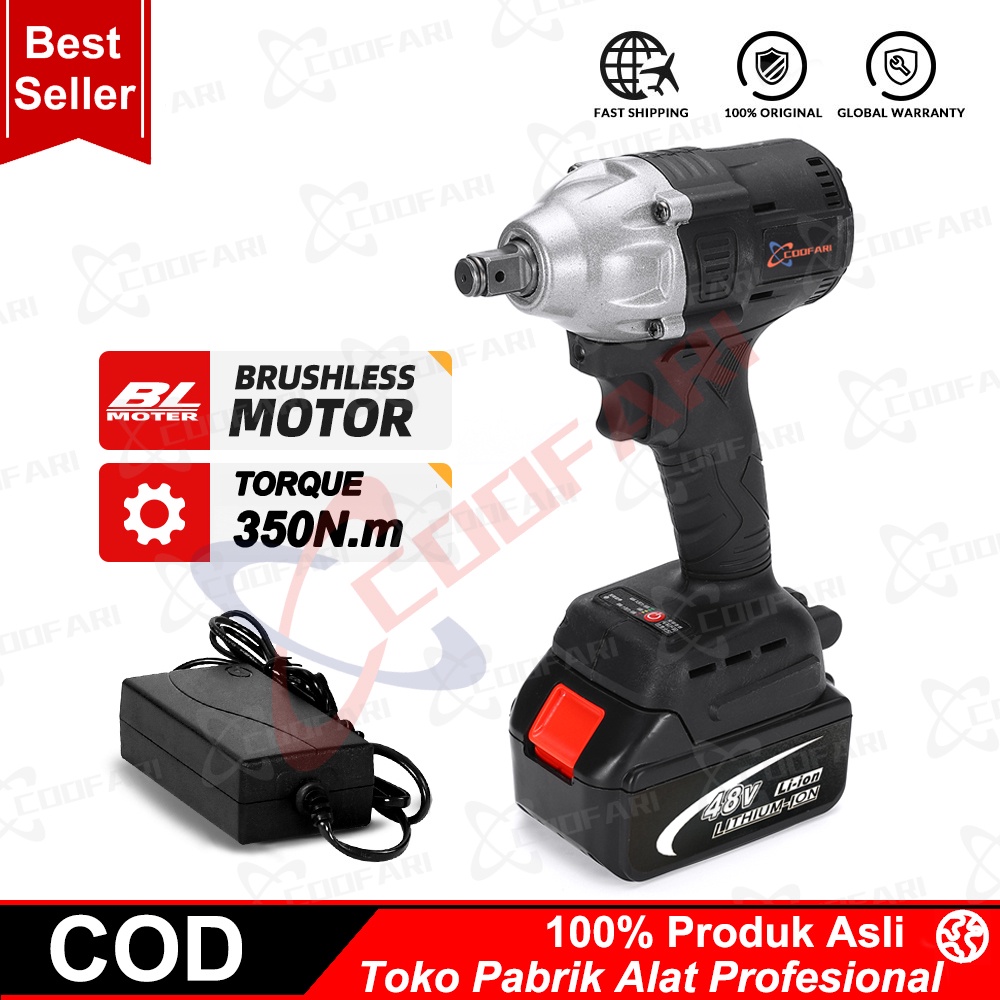 Bor Cordless Wrench COOFARI 48V Impact 48 Volt ALAT BUKA BAUT RODA MOTOR MOBIL