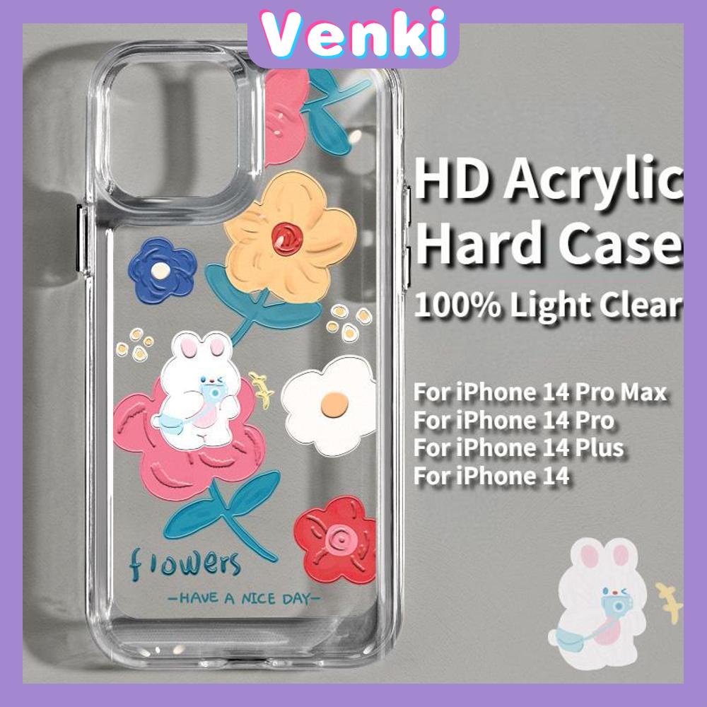 iPhone Case HD Acrylic Hard Case High Clear Metal Button Protection Camera Shockproof Painting Flowers Compatible with iPhone 14 Pro Max 14 Plus 13 Pro Max 12 Pro Max 11 XR 7Plus