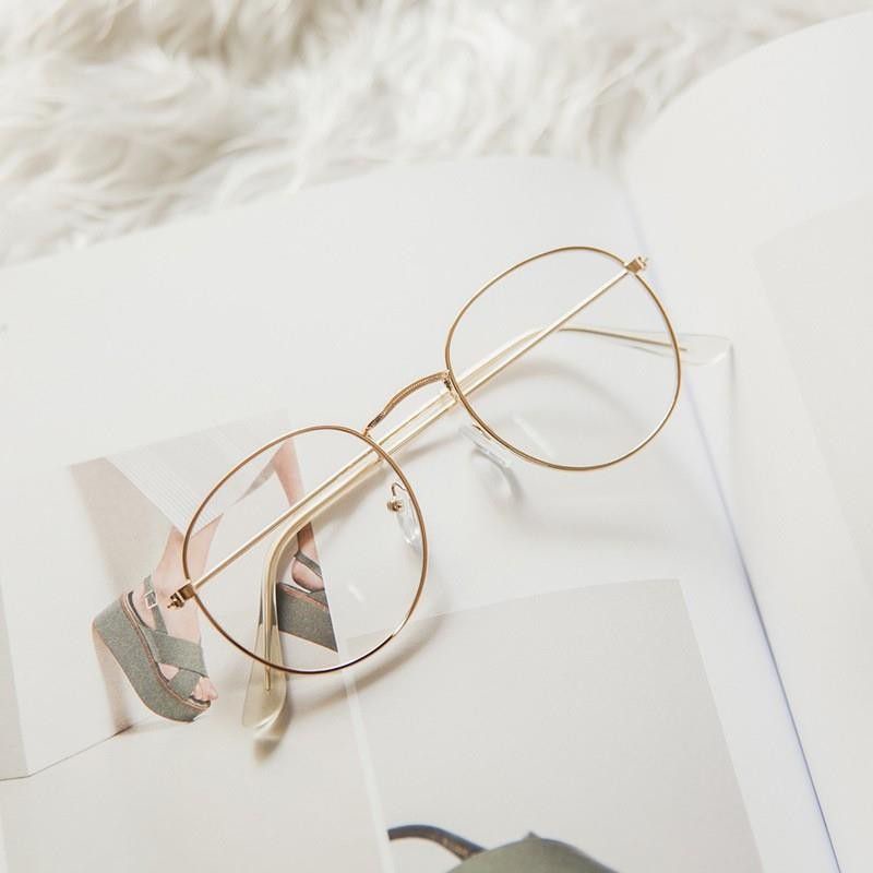 Kacamata Oval Korea Retro Pria dan Wanita Metal Frame Eyeglasses