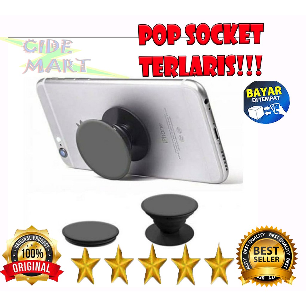 Pop Socket Phone Stand Holder HP POLOS Popsocket Standing Aksesoris Pegangan Hook Headset Penyangga